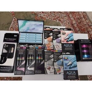 Huge lot Spectrum Noir alcohol water based brush markers; dual-tip, sparkle